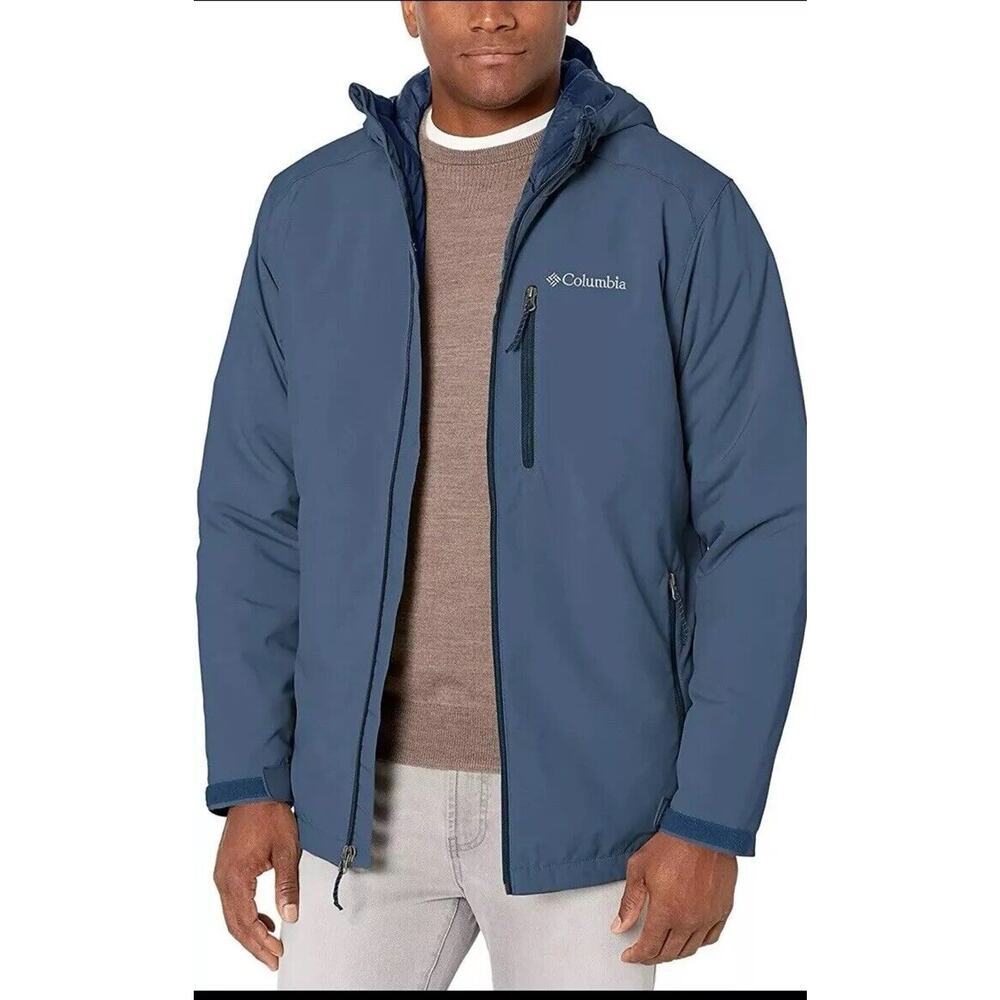 Columbia Mens Coat Sz S Softshell Fleece Lined Water Resistant Wind Proof Blue